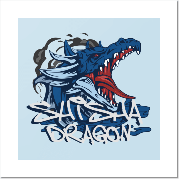 Menancing Blue Dragon Wall Art by ShishaDragon